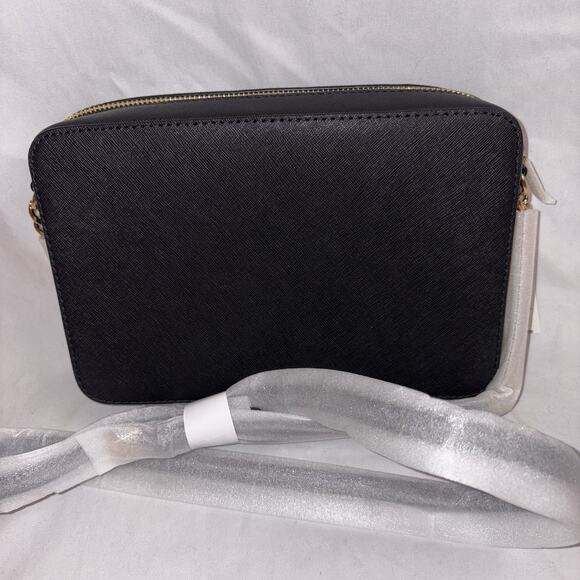 Michael Kors Jet Set Travel Large East/West Crossbody Purse Solid Black Leather - Picture 2 of 9